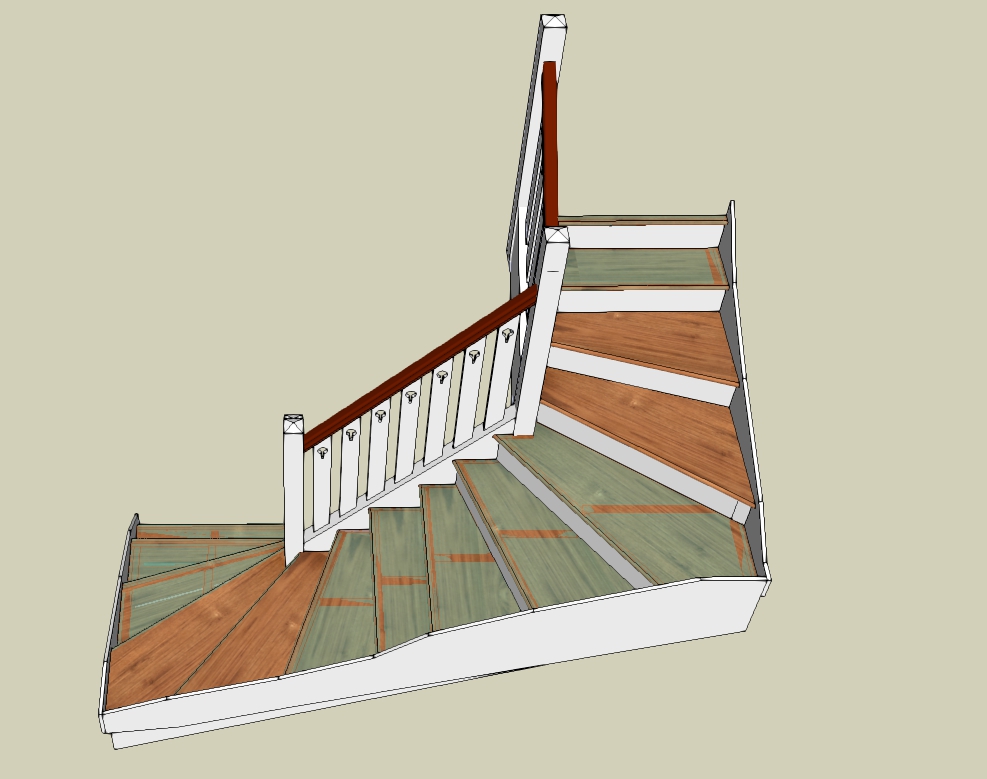 п-образная лестница с забежными ступенями